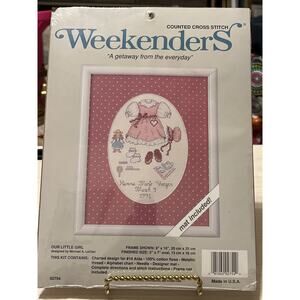 Our Little Girl Weekenders Cross Stitch 02754 Personalized Mat Included